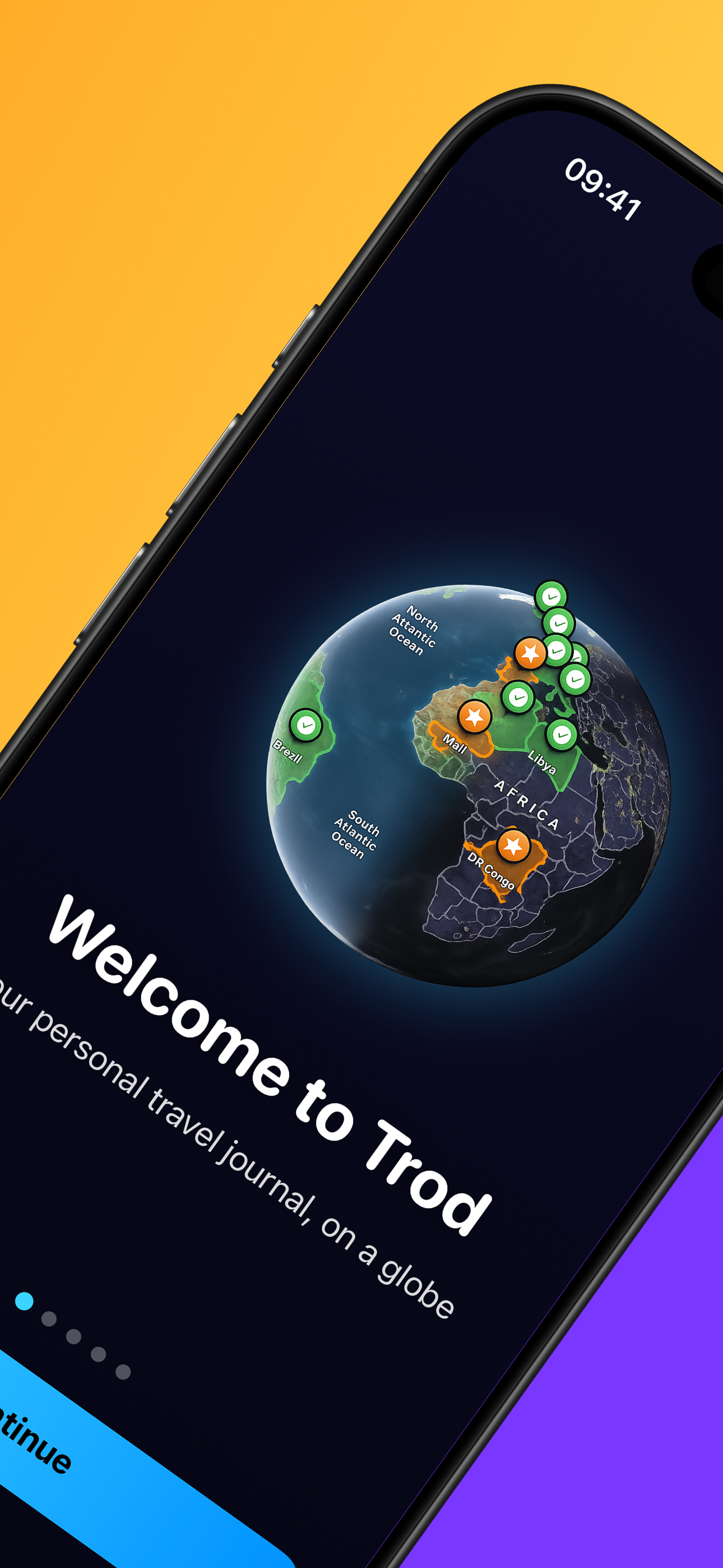Worldmarks app: quick mark menu to tag a country as visited